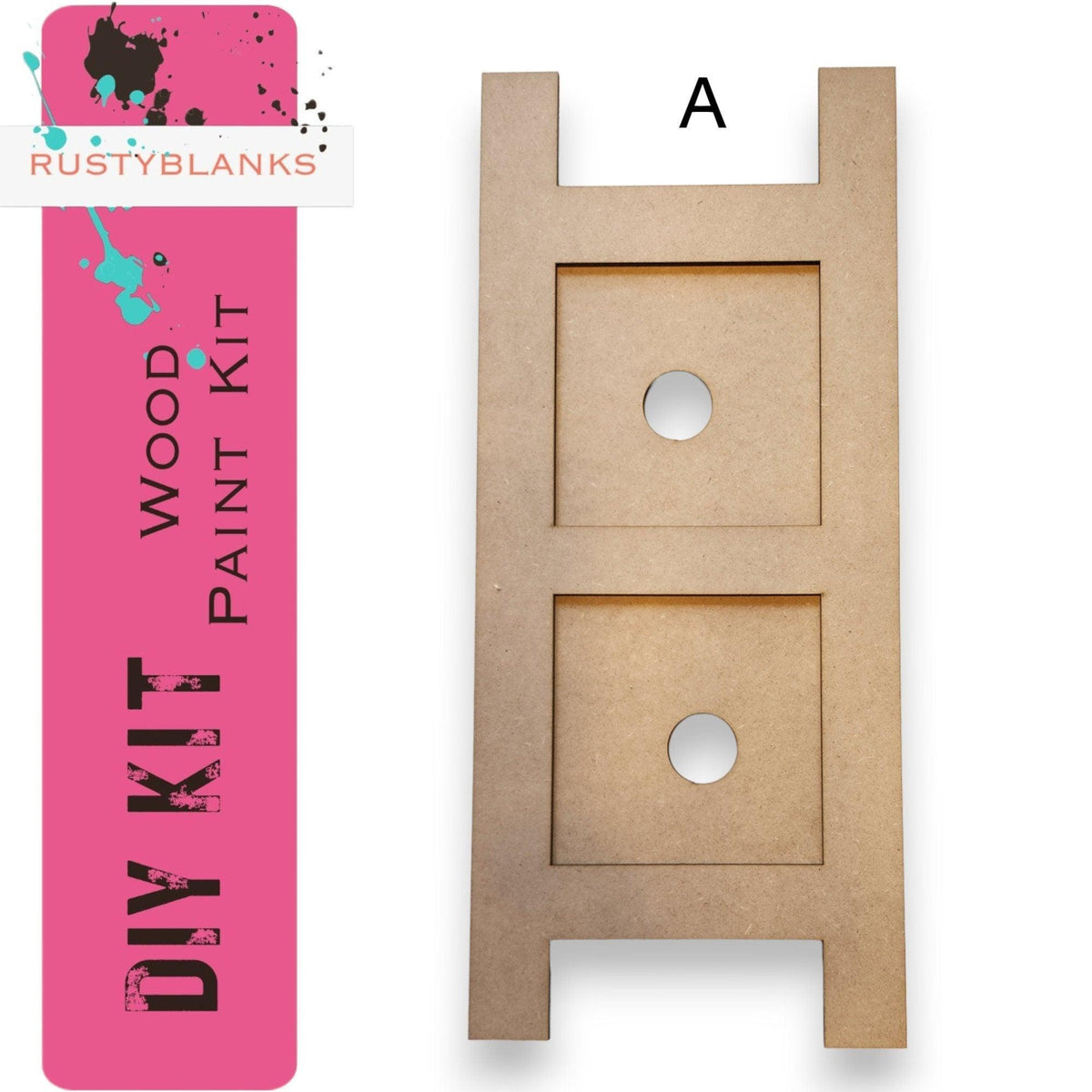 a wooden door with holes cut out of it