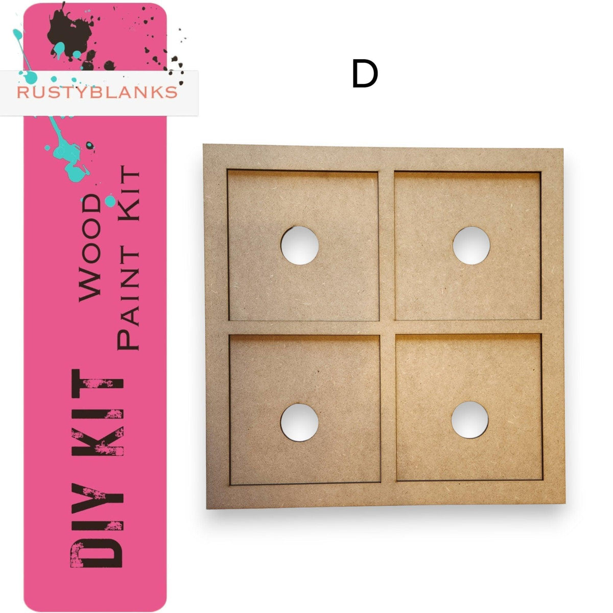 a cardboard box with four holes cut out of it