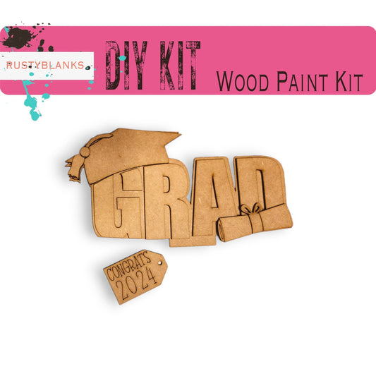 a cut out of wood that says diy kit