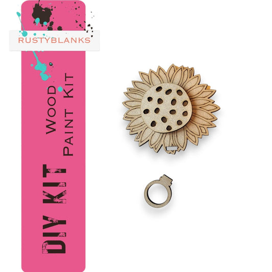 a wooden pin with a flower on it