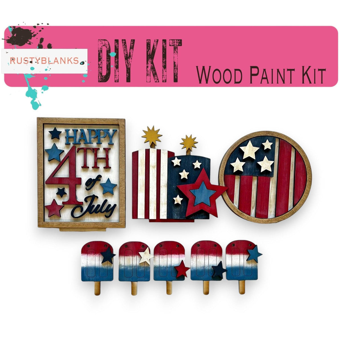 a number of patriotic decorations on a white background