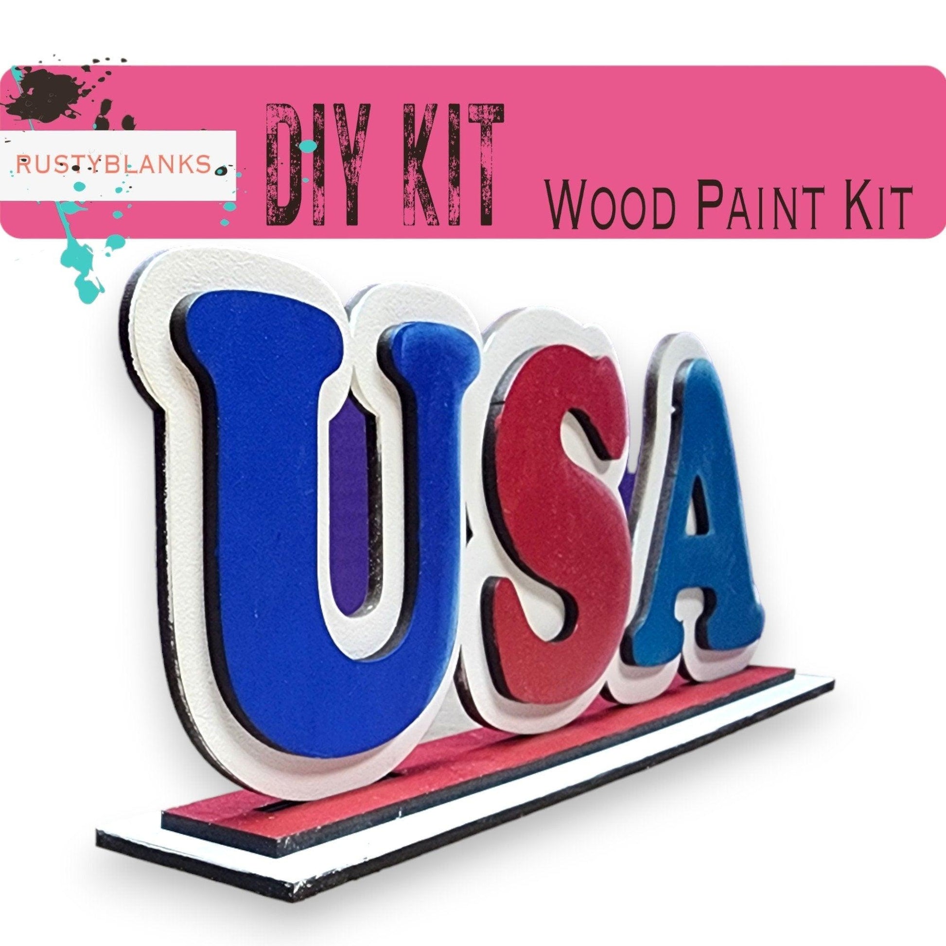 a wooden sign with the word usa painted on it