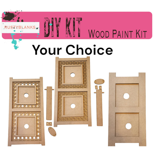a picture of a wood paint kit with the words diy kit on it