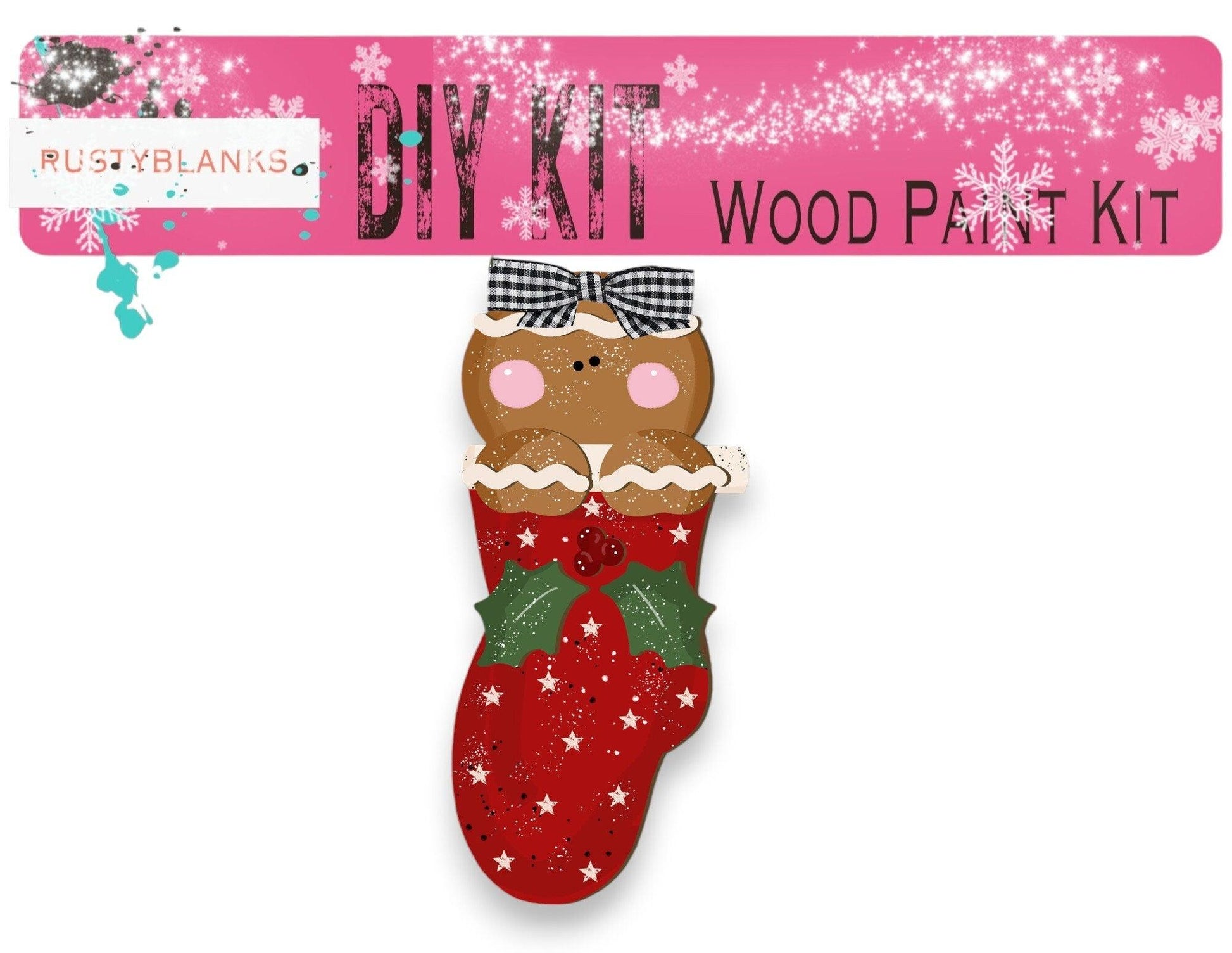 a wooden christmas stocking with a bow on it