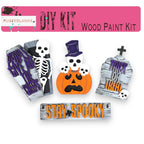 a wooden paint kit with halloween decorations