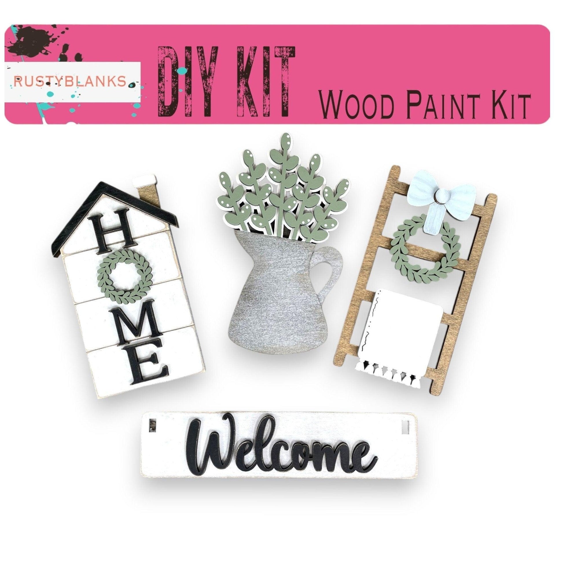 a sign that says diy kit wood paint kit