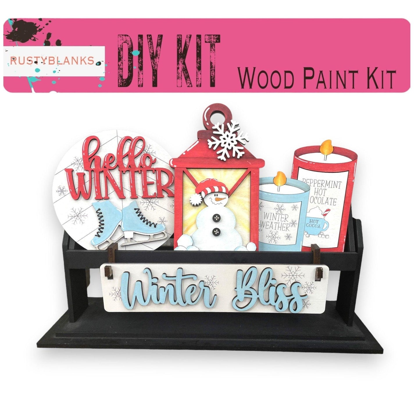 a wooden paint kit with a picture of a snowman