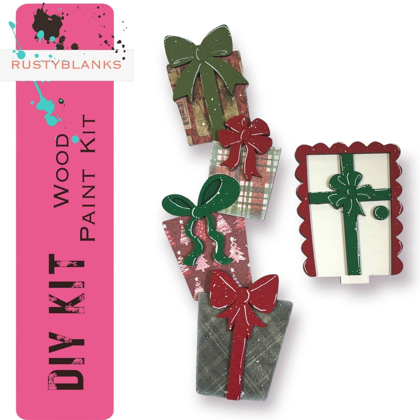 three small gift boxes with bows and bows on them