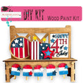 a wooden paint kit with patriotic decorations