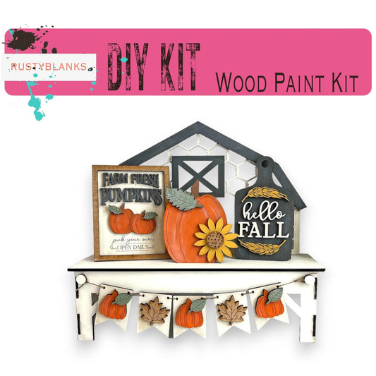 a diy kit with a picture of a house and pumpkins