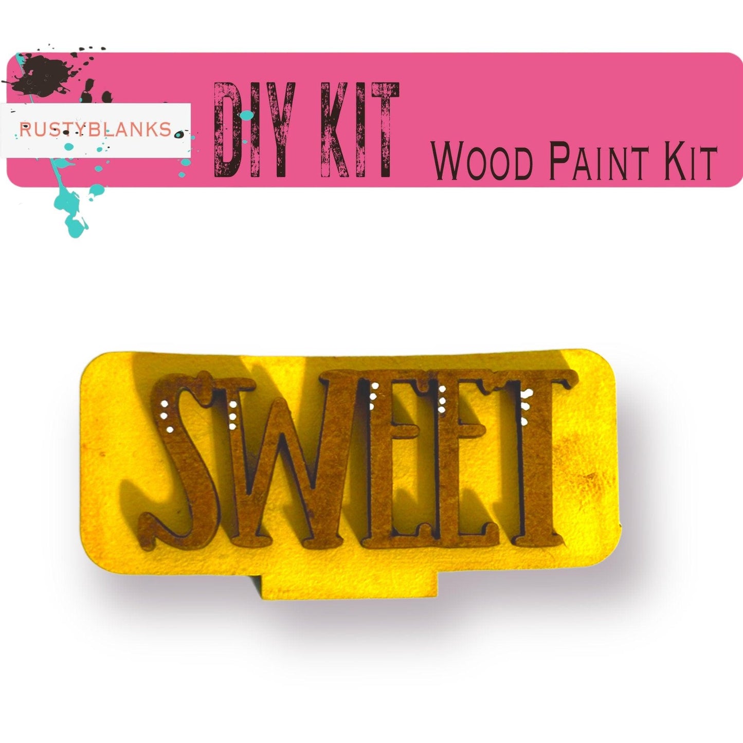 a wooden sign that says, diy kit wood paint kit