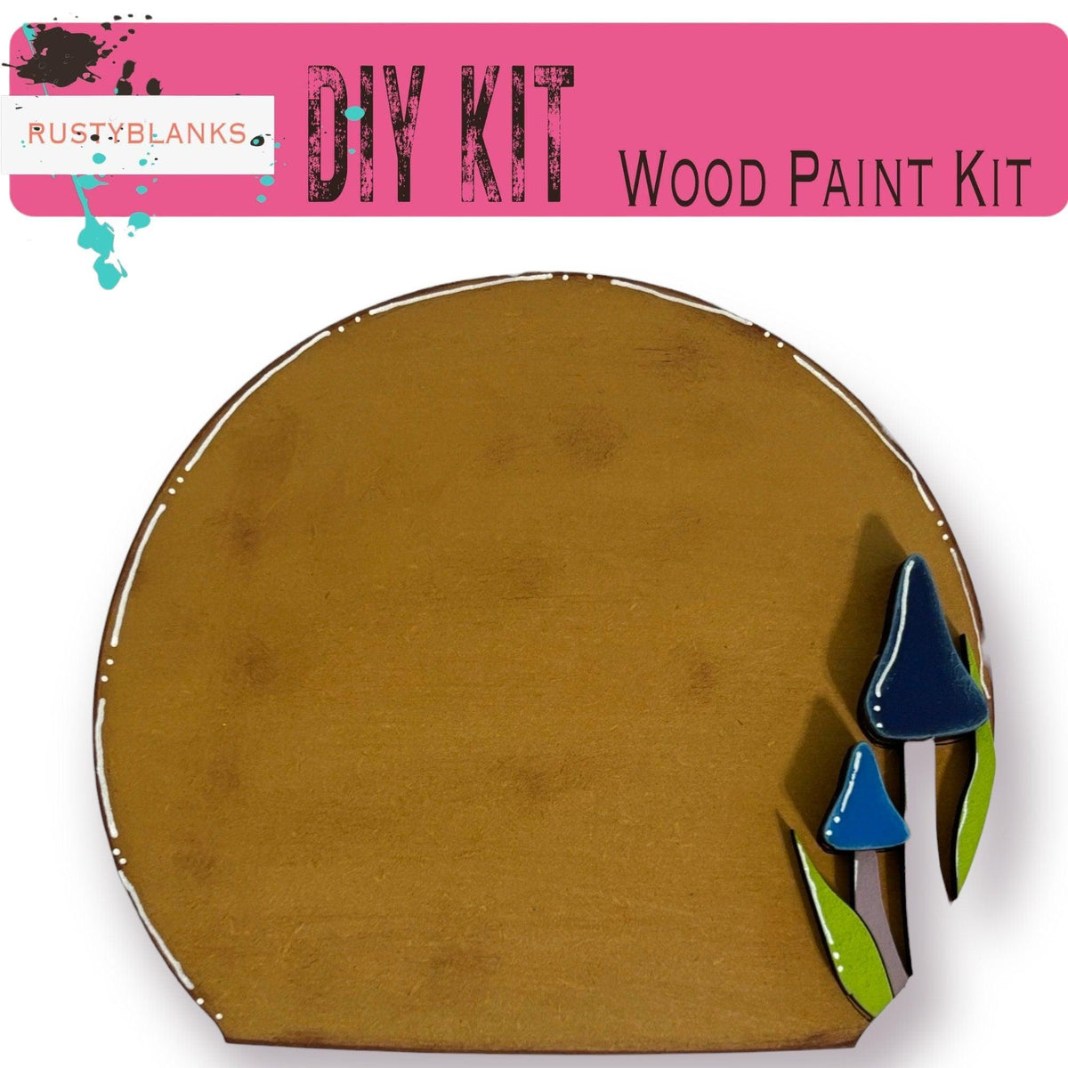 a wooden paint kit with three wooden shapes