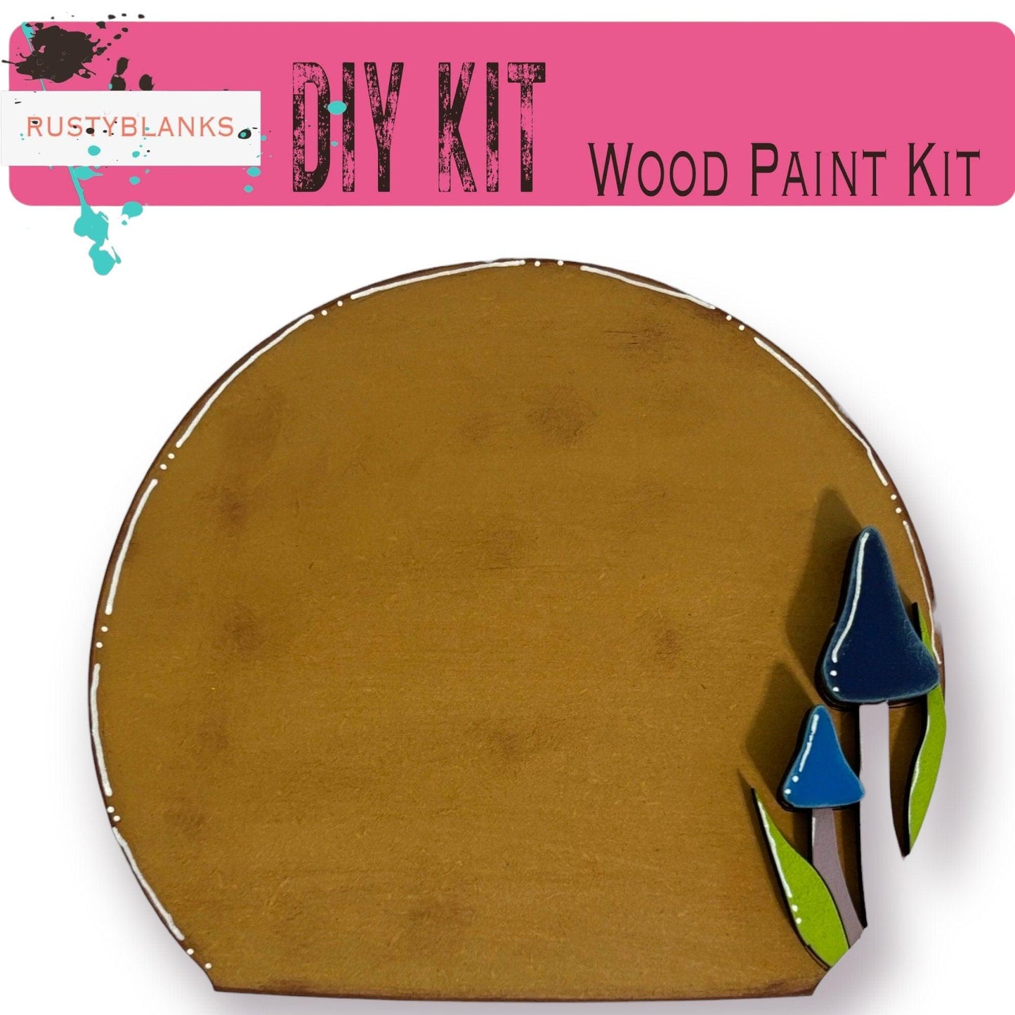 a wooden paint kit with three wooden shapes