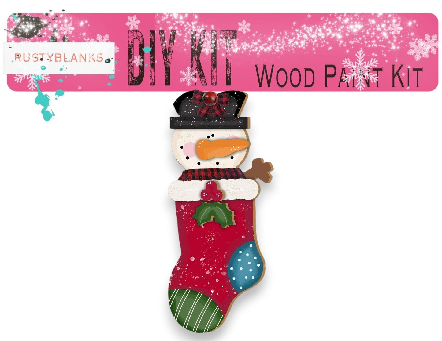 a christmas stocking with a snowman hanging from it