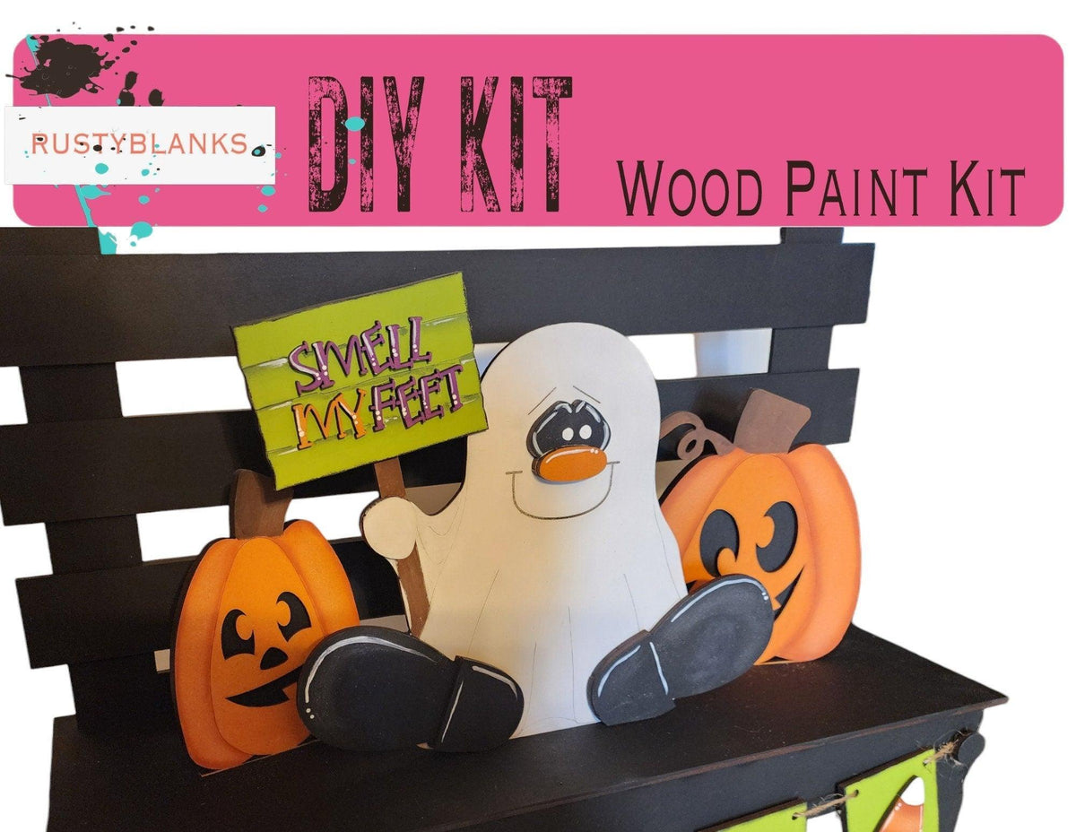 Interchangeable Inserts for Bench Style Display, Smell my Feet Ghost Insert Set RusticFarmhouseDecor