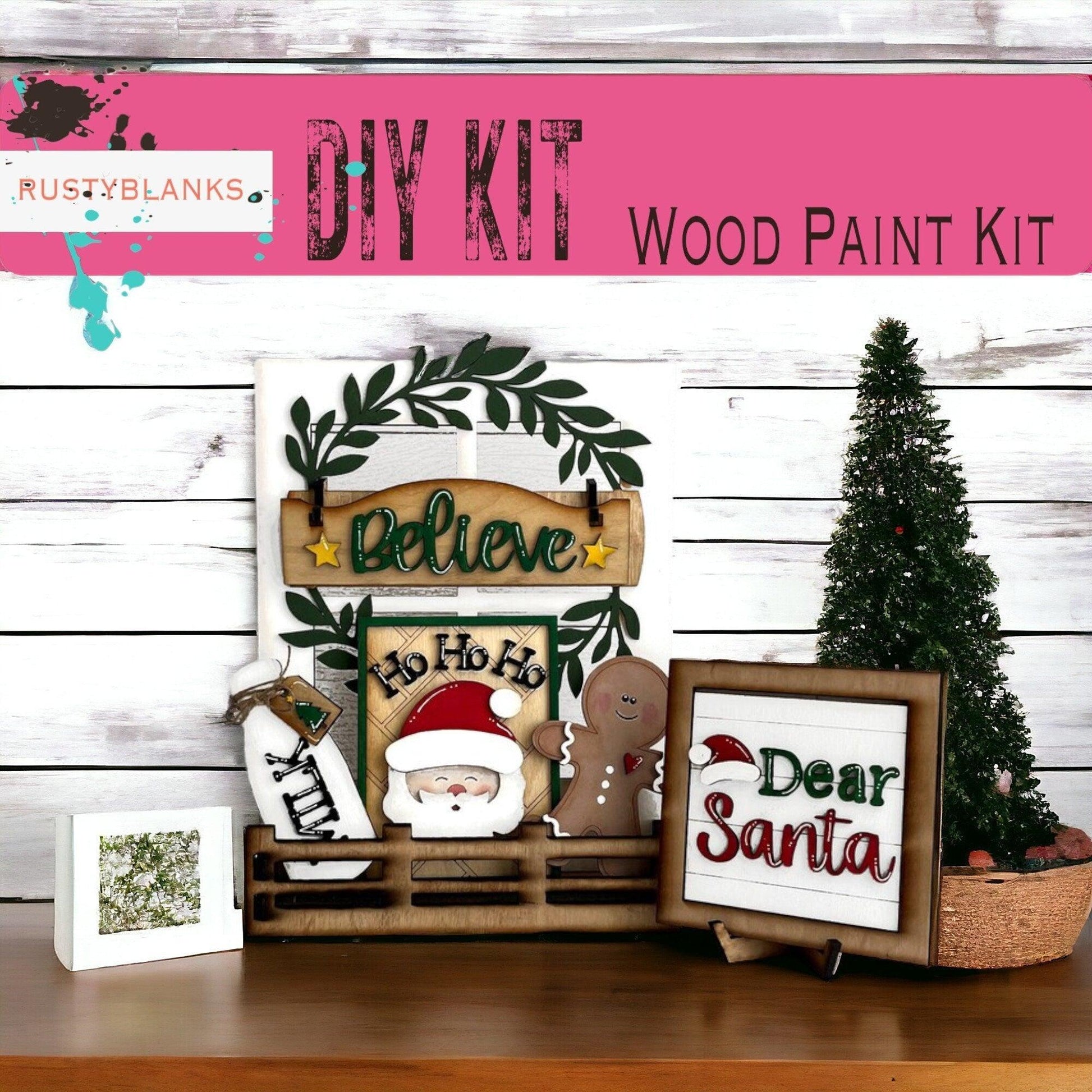a wooden sign with a santa clause on it