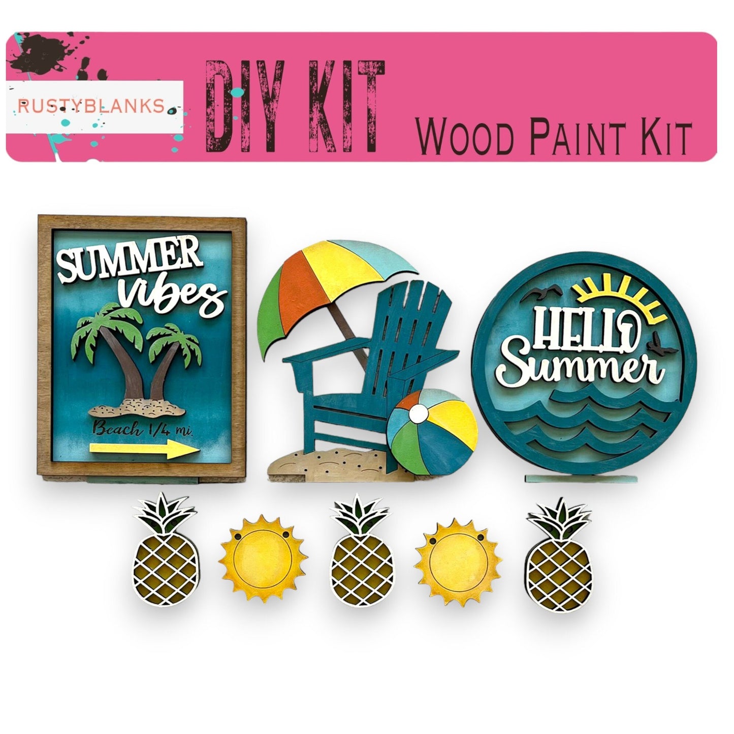a wooden paint kit with a beach scene