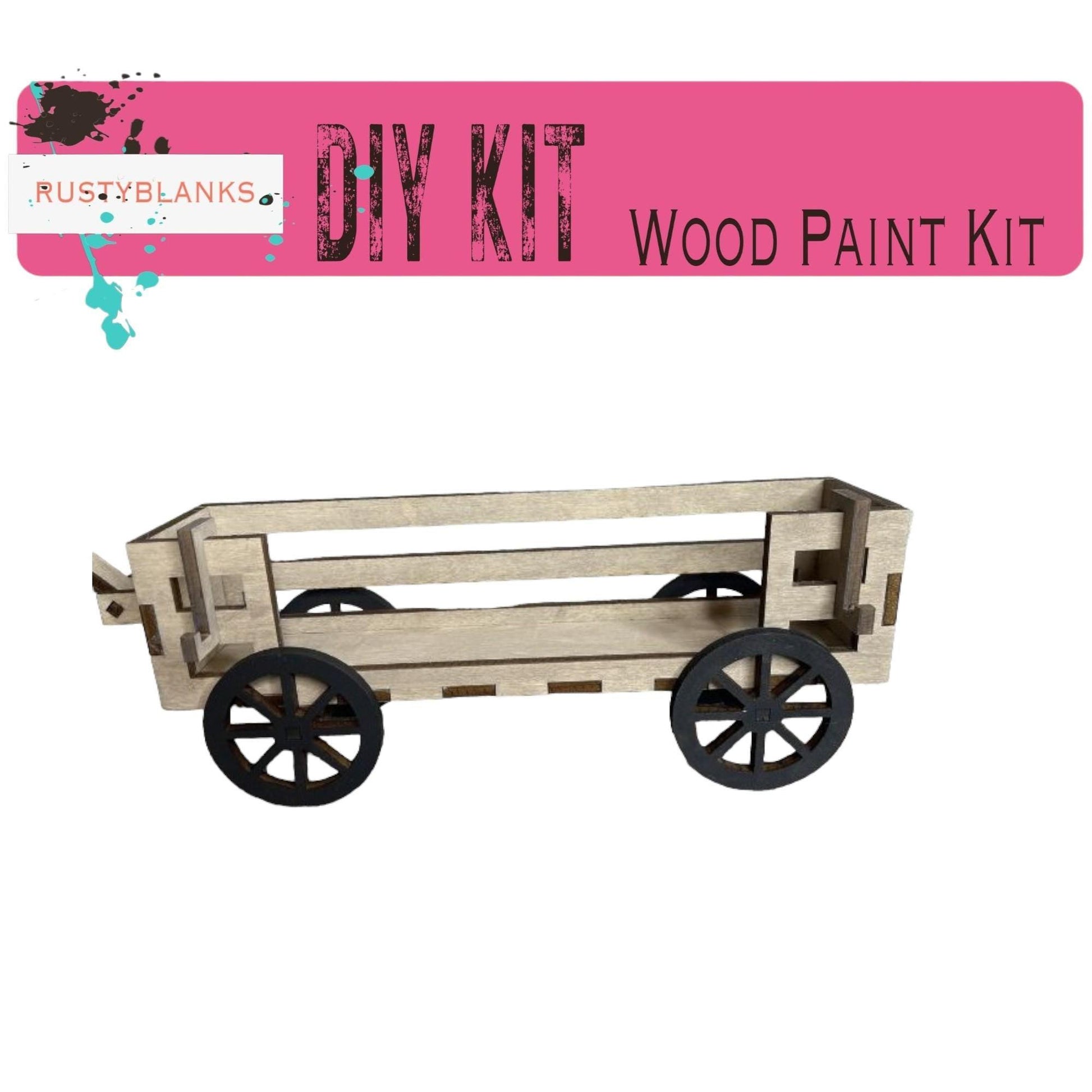 a wooden cart with wheels on a white background