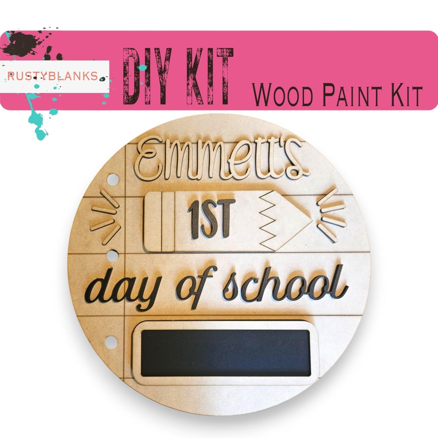 a wooden sign that says, diy kit wood paint kit