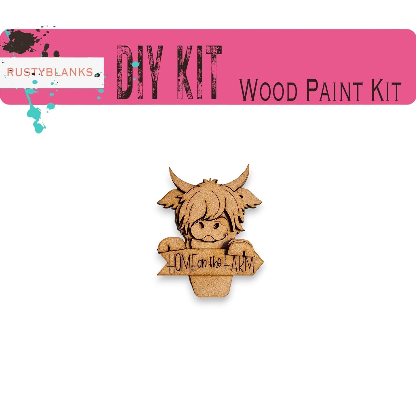 a wooden craft kit with a picture of a cow