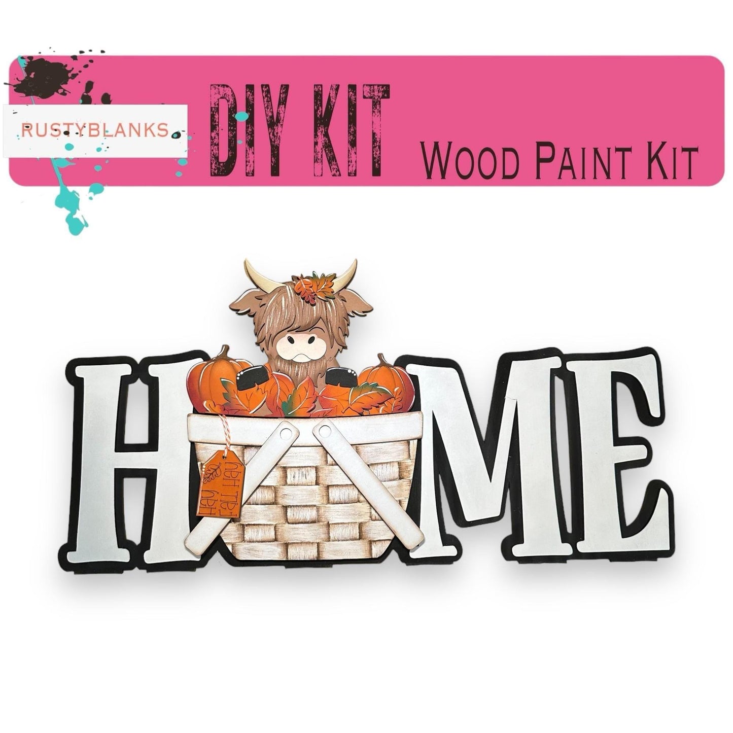 a craft kit with a picture of a cow in a basket