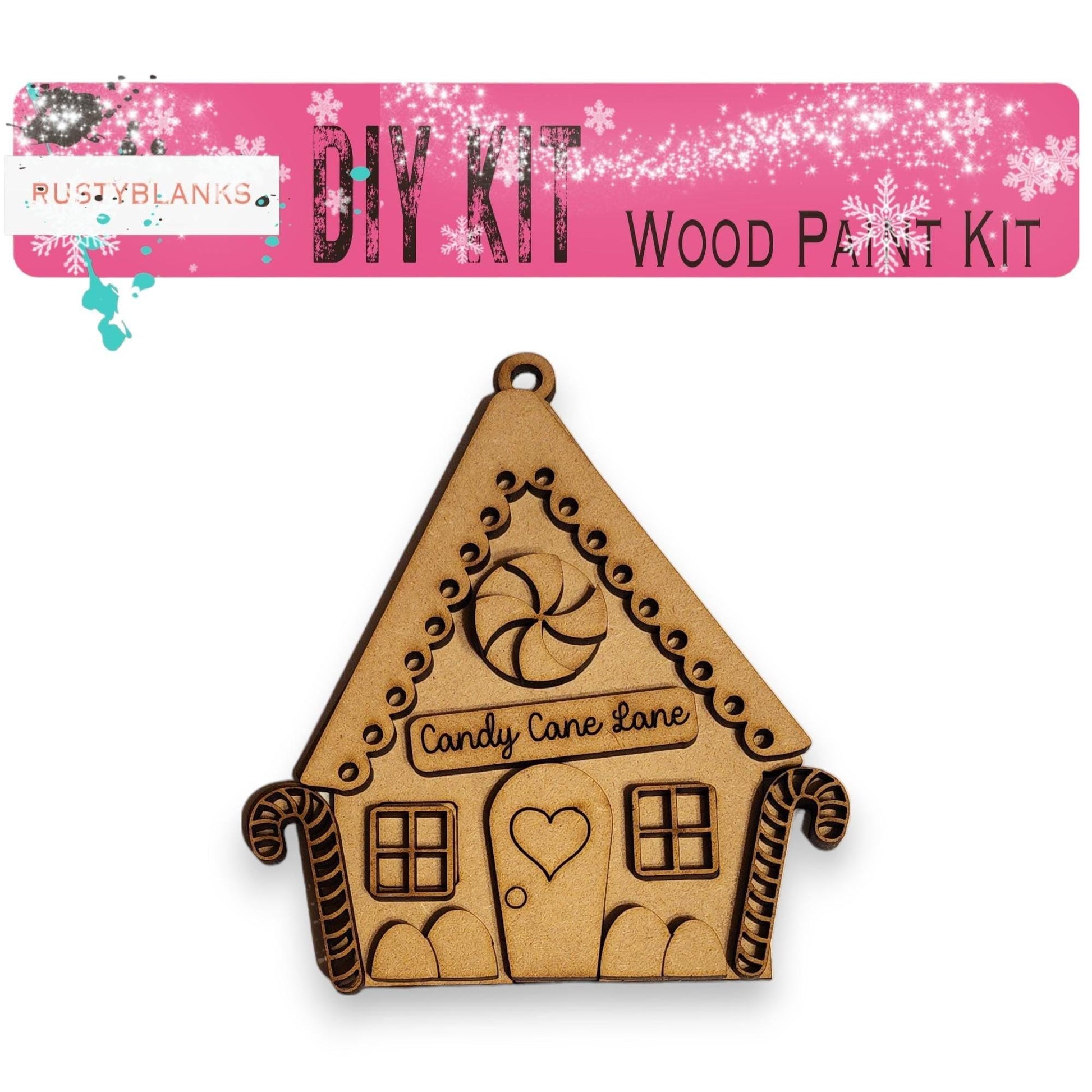 a wooden ornament with a house on it