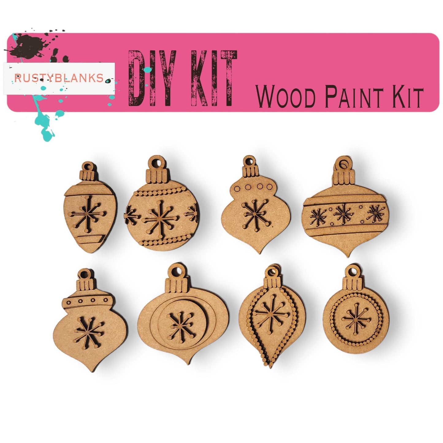 a set of wooden christmas ornaments