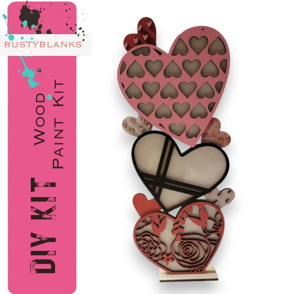 Stacking Valentine's Hearts, DIY Valentine's Craft Kit, Diy Valentines Decor RusticFarmhouseDecor