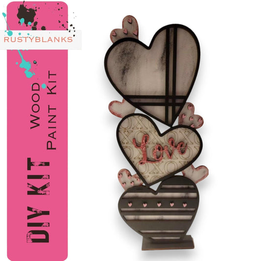 Stacking Valentine's Hearts, DIY Valentine's Craft Kit, Diy Valentines Decor RusticFarmhouseDecor