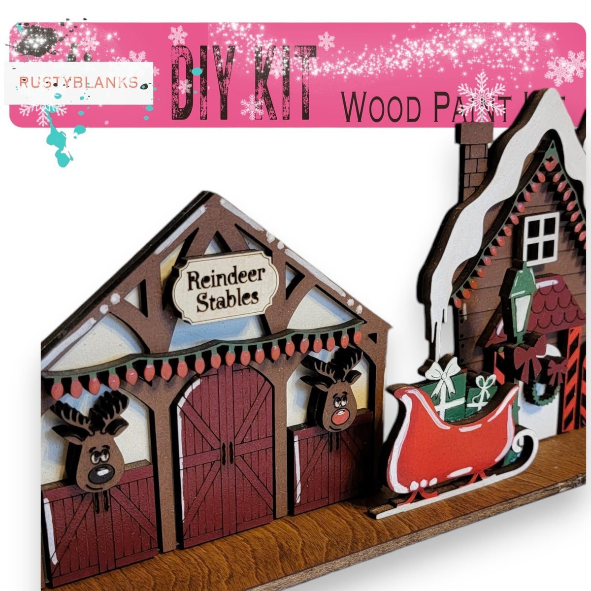 Standing Christmas Houses Santa's Village, Santa's Christmas Village, Christmas Houses Santa Decor, Santas Christmas Village Wood Blanks DIY RusticFarmhouseDecor