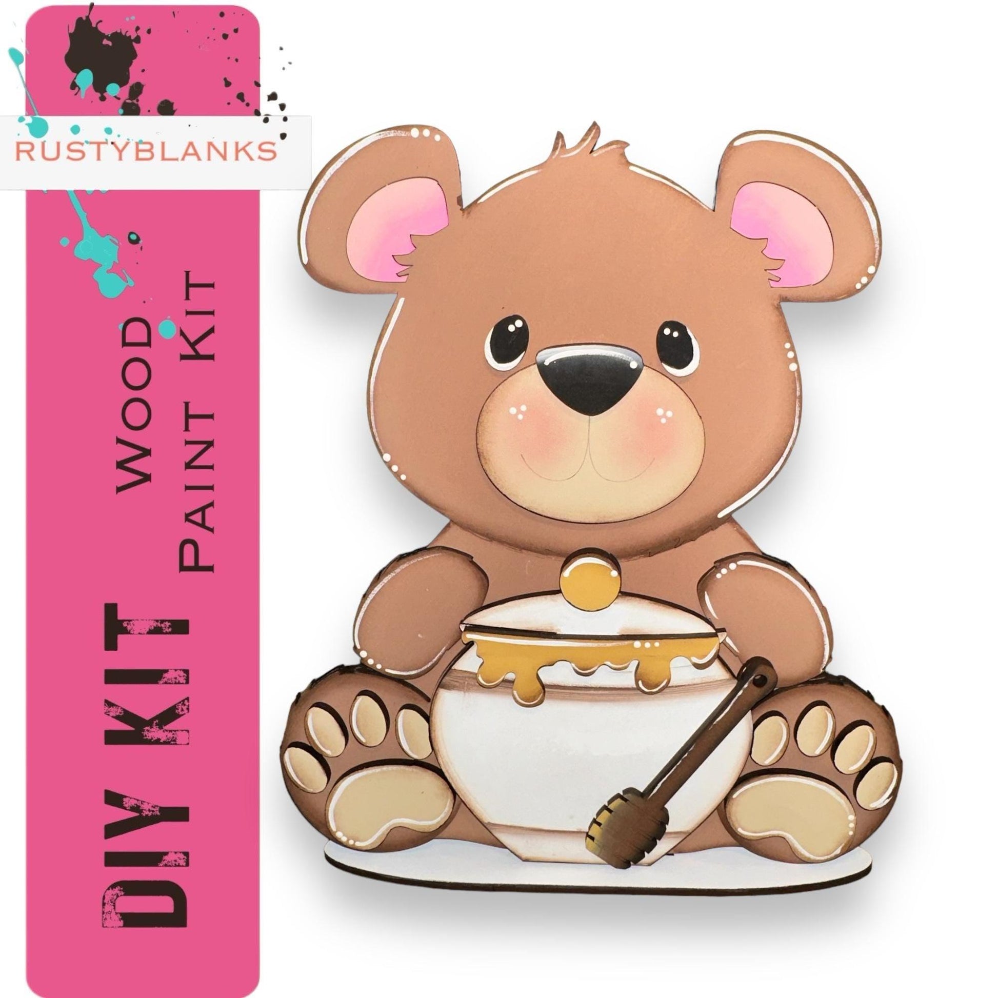 a picture of a teddy bear with a bowl of food