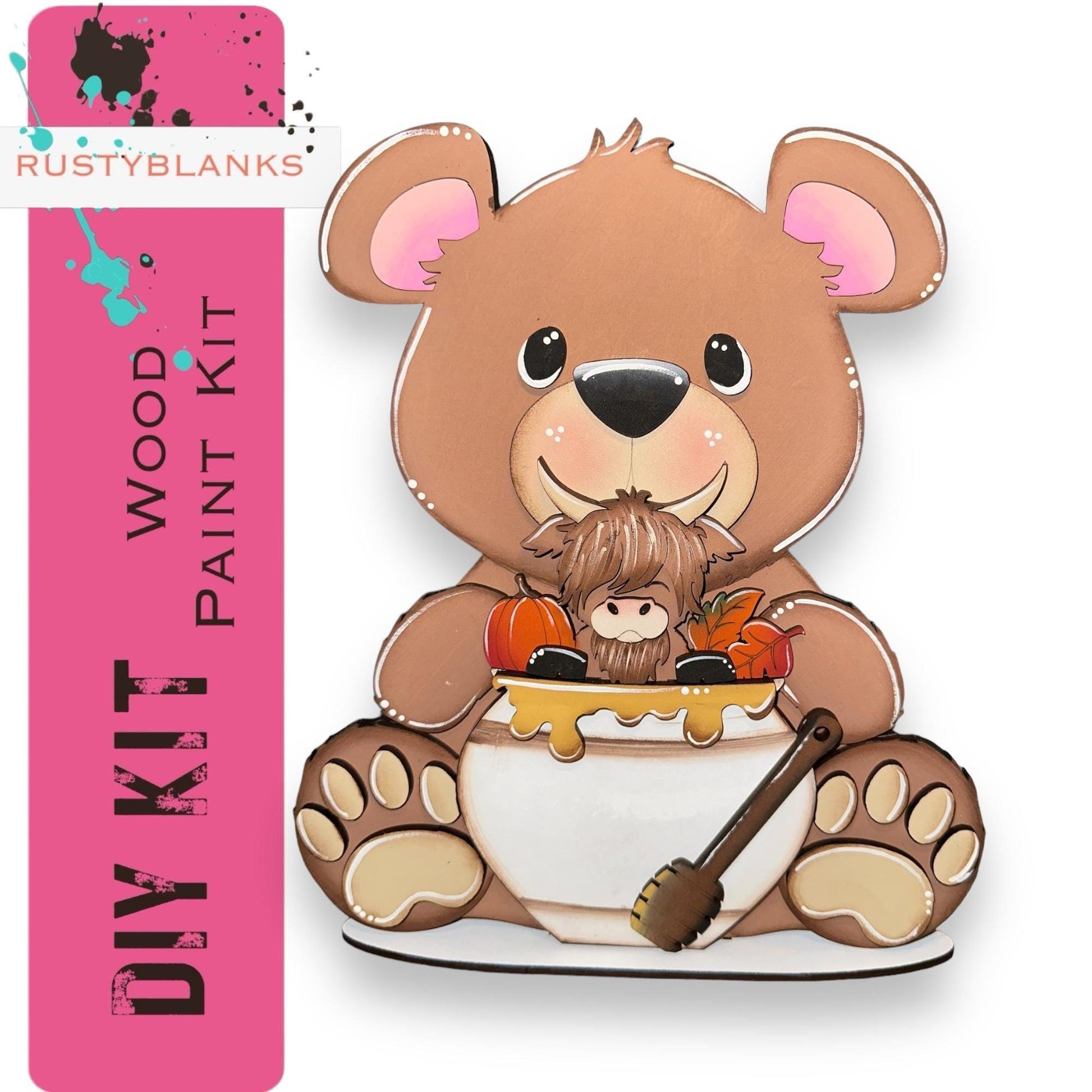 a picture of a bear holding a baby in a bowl