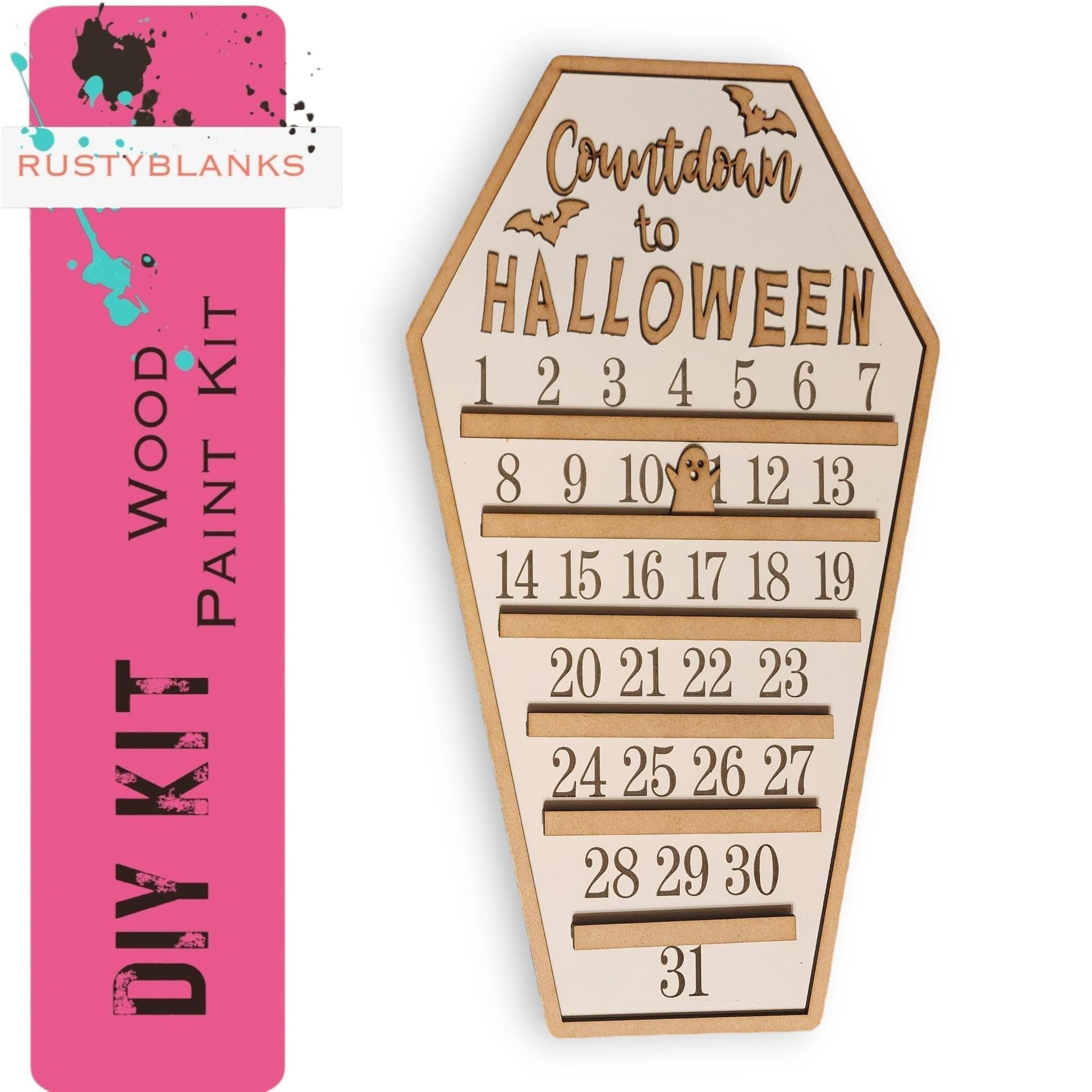 a wooden pin with a trick to halloween written on it