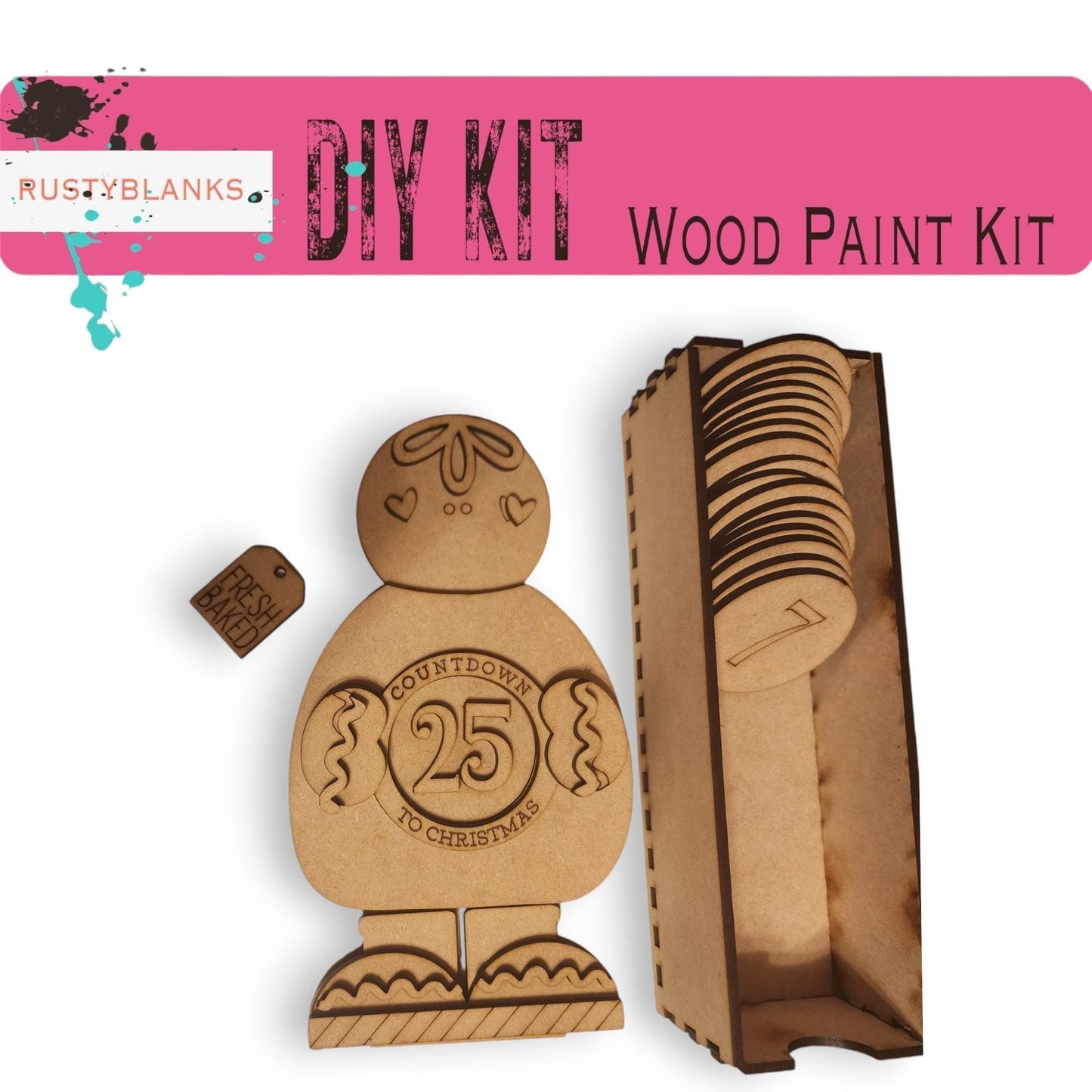 a wooden craft kit with a wooden bear