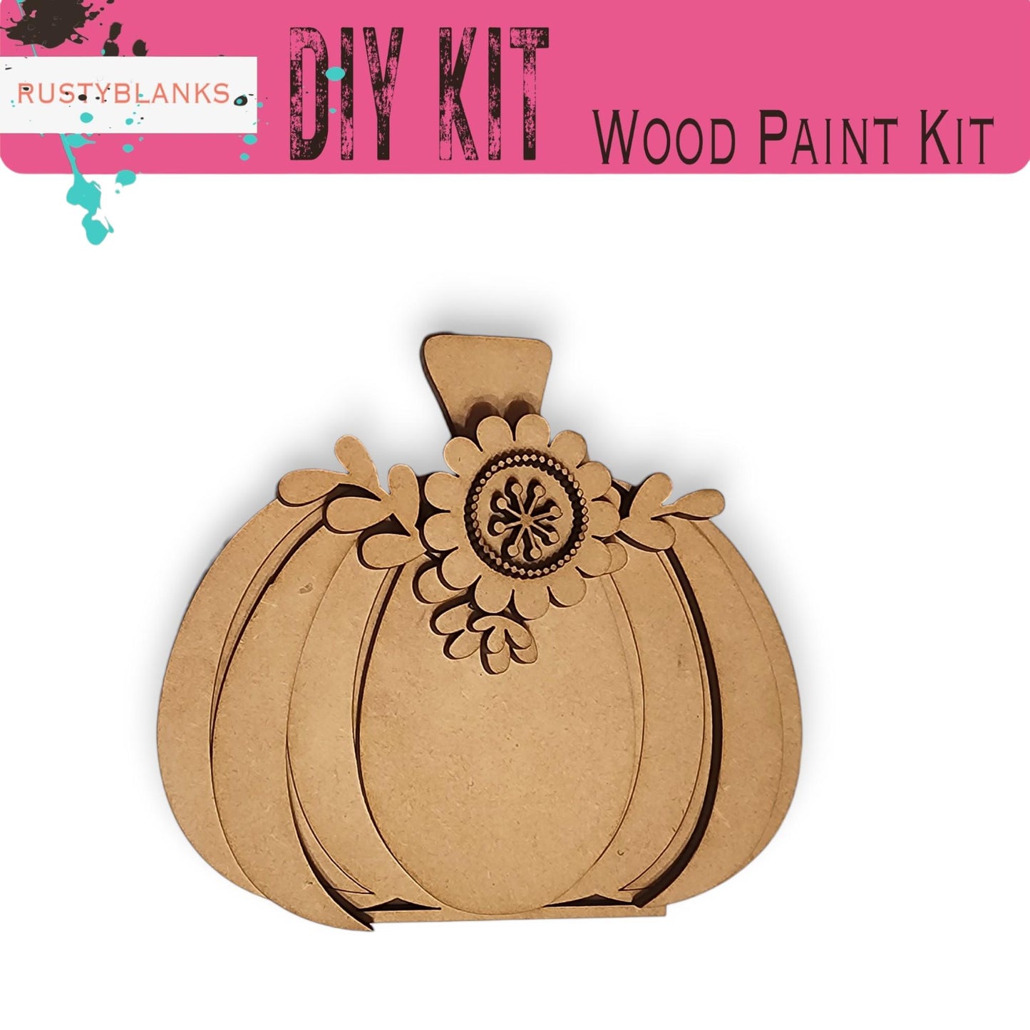 a wooden cutout of a pumpkin