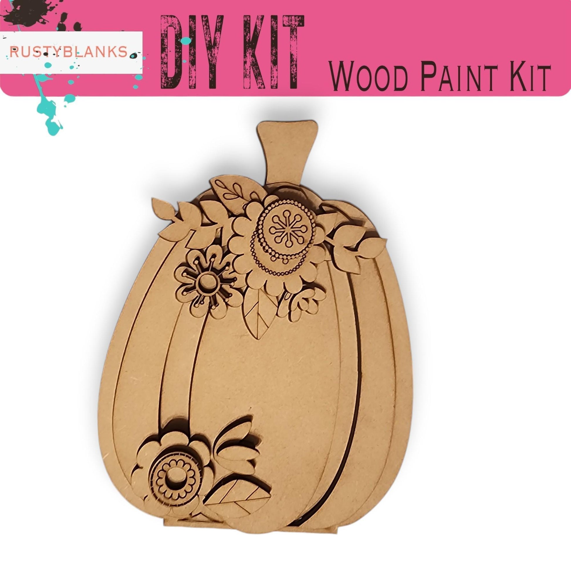 a wooden cutout of a pumpkin with flowers