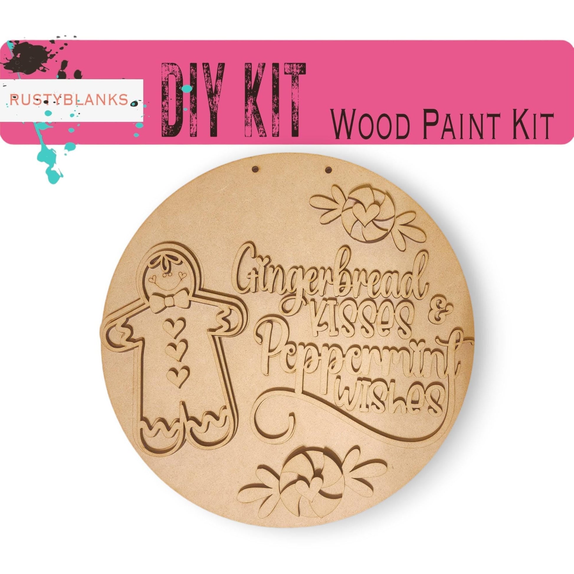 a wooden carving kit with a picture of a gingerbread man