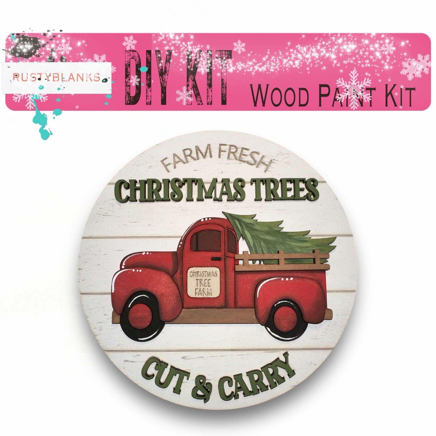 DIY Christmas Tree Farm Tiered Tray Sign and Barn