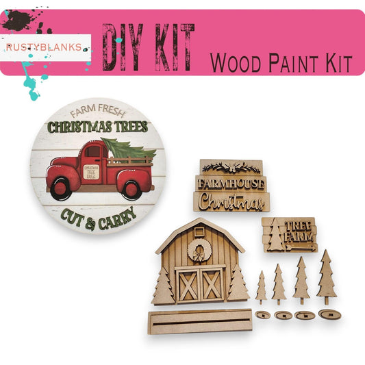 DIY Christmas Tree Farm Tiered Tray Sign and Barn RusticFarmhouseDecor