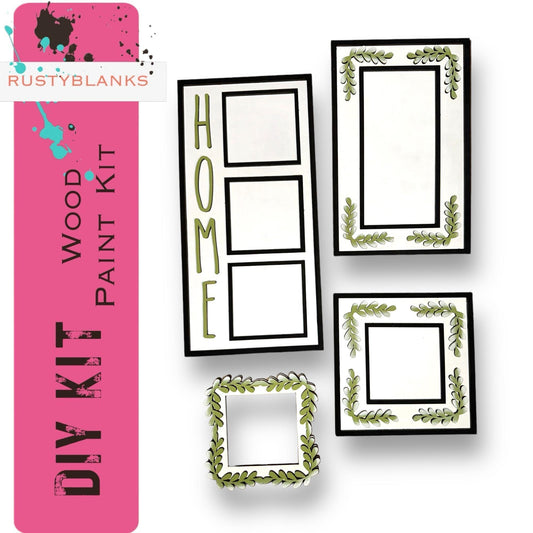 a group of frames sitting next to each other