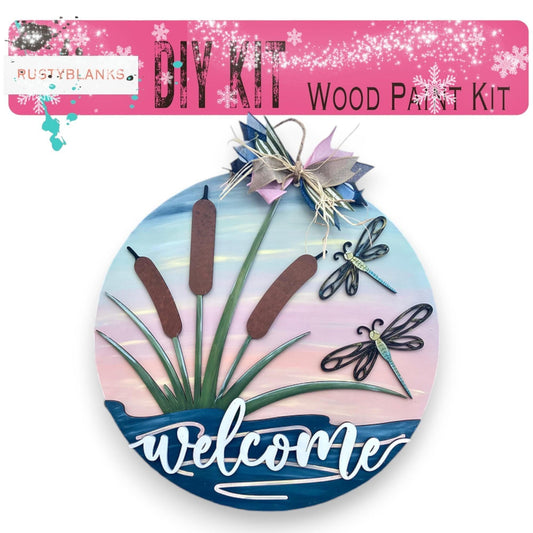 Dragonfly door sign, Welcome door sign, Summer door hanger, Dragonfly DIY sign, Welcome wooden door hanger RusticFarmhouseDecor