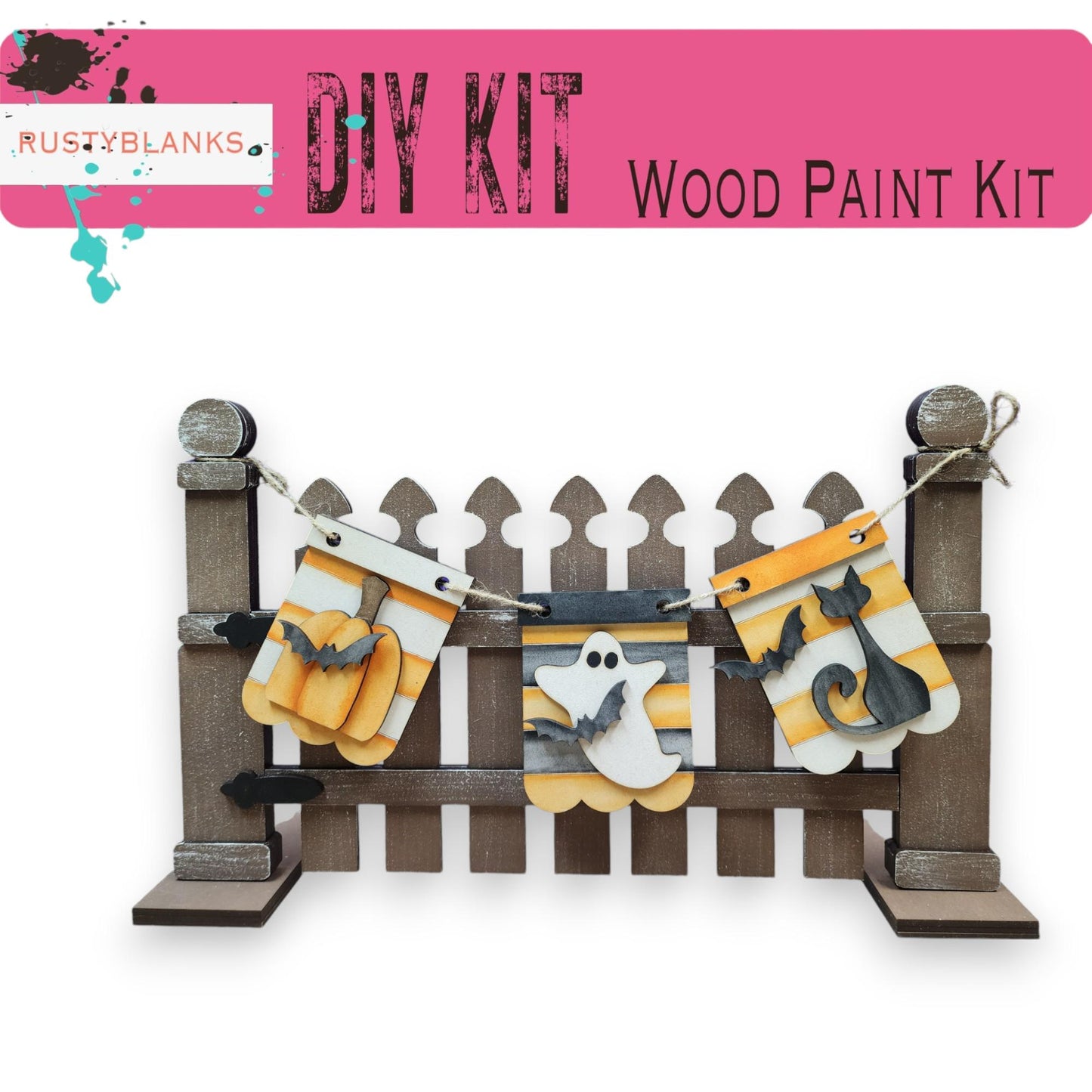 a picture of a wooden fence with some decorations on it