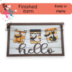 a picture of a sign that says finished item hello