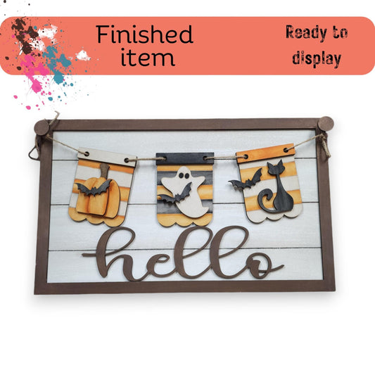 a picture of a sign that says finished item hello