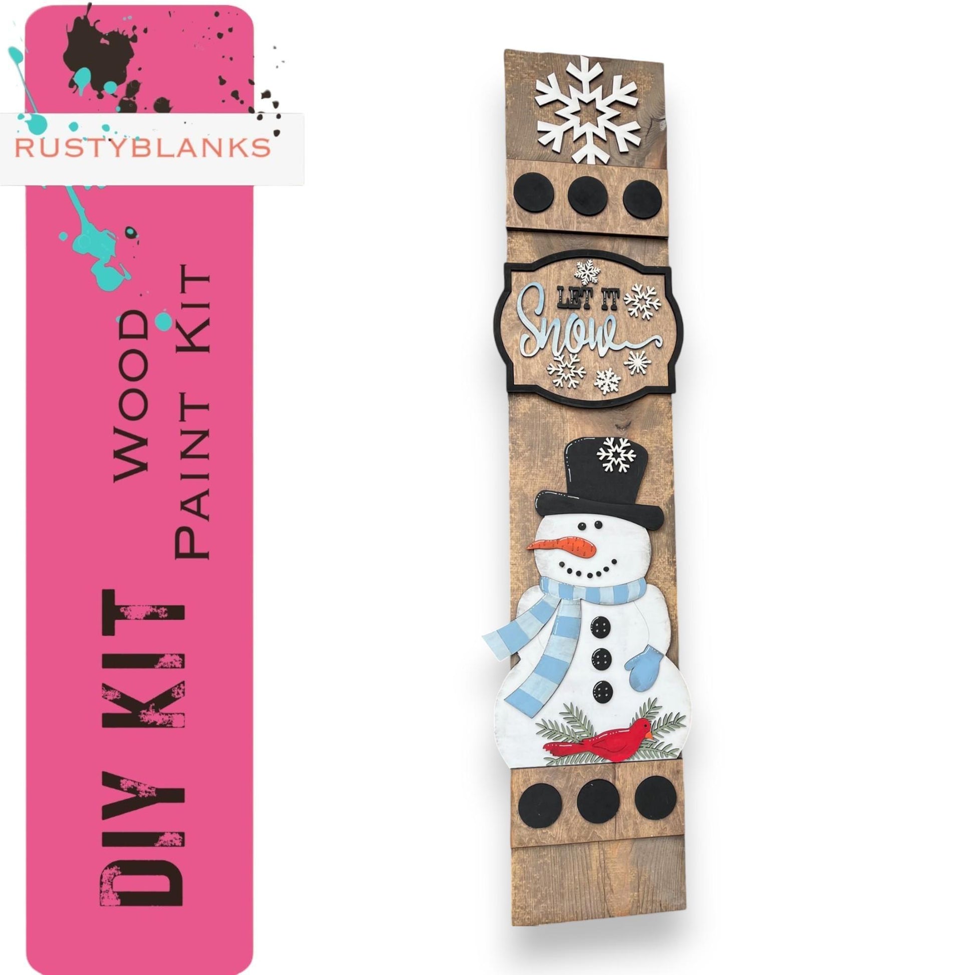 a wooden plank with a snowman on it