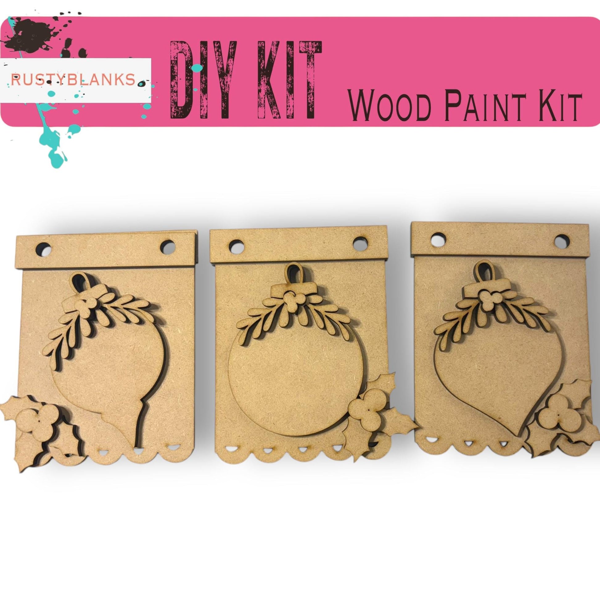 a set of three wooden paint kits with flowers