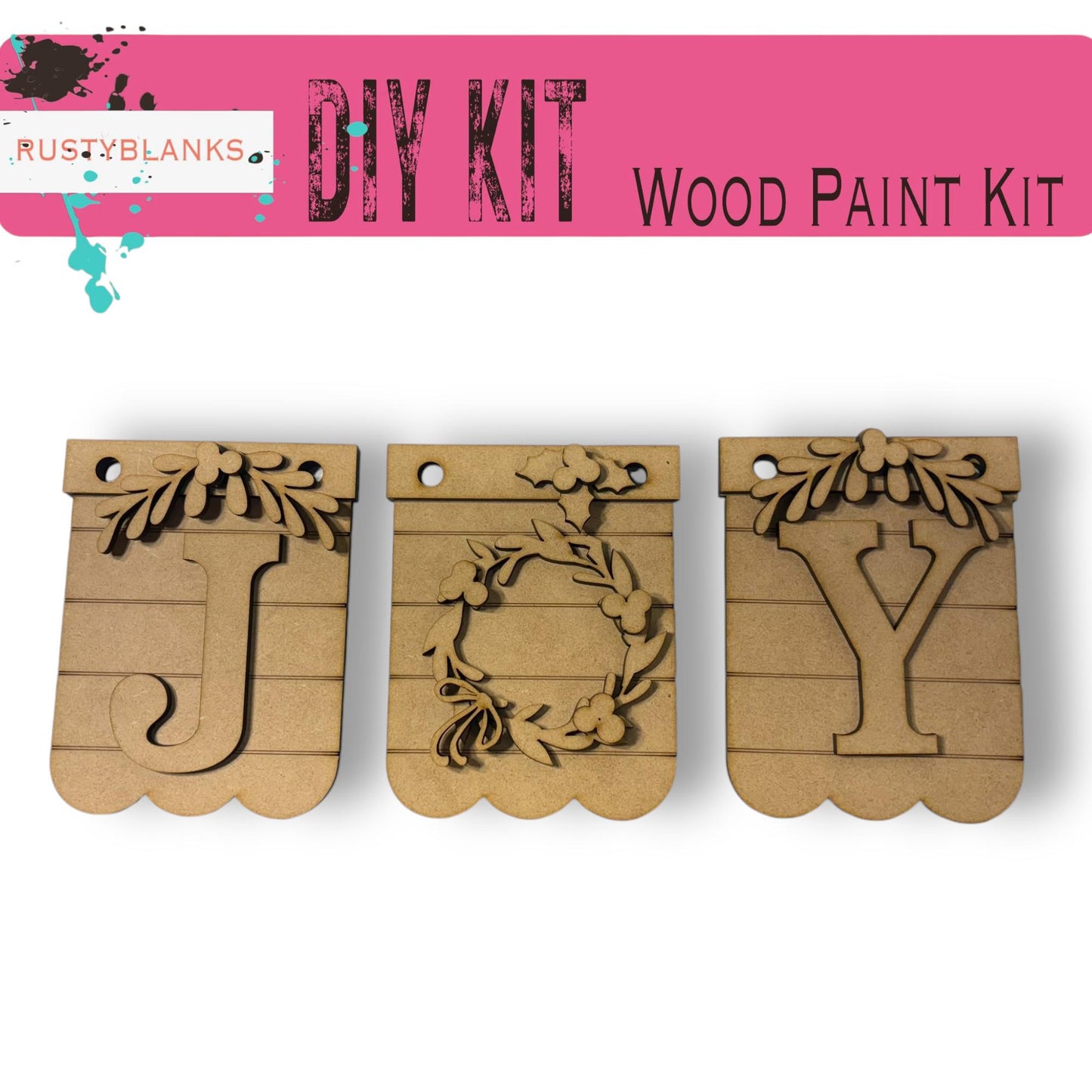 three wooden tags with the letters y, y and y on them