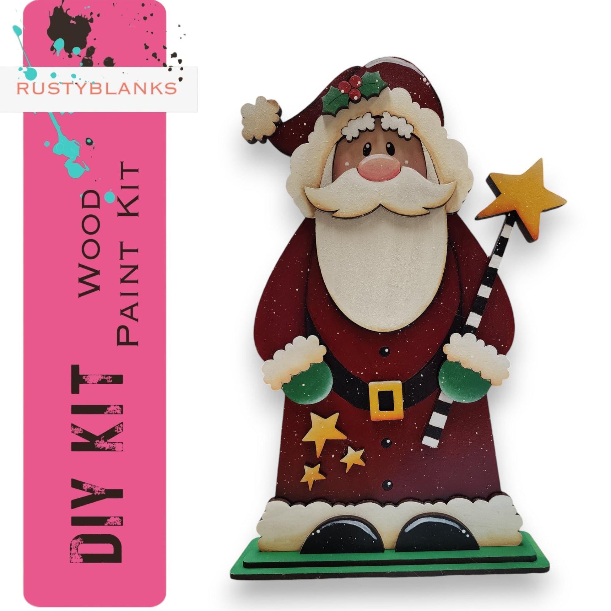 a christmas decoration with a santa clause holding a star