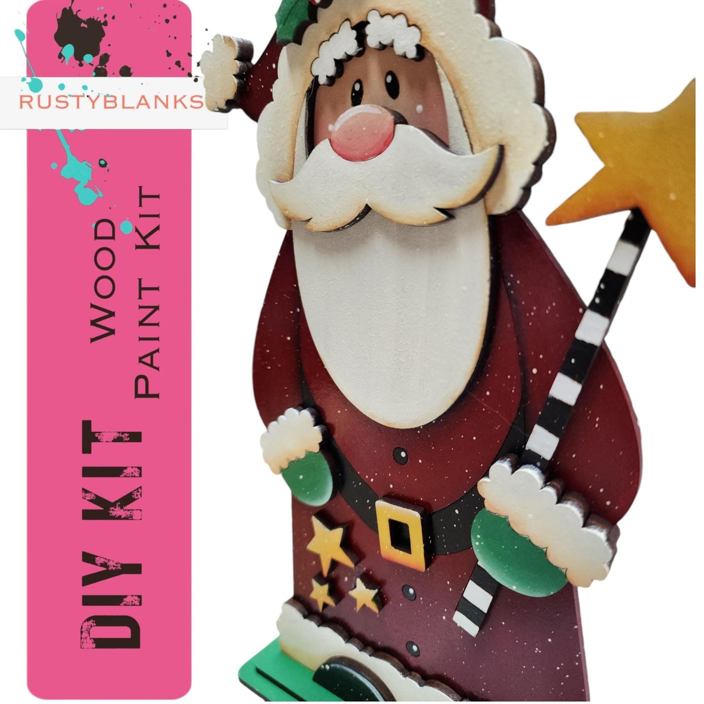 a christmas decoration with a santa clause holding a star