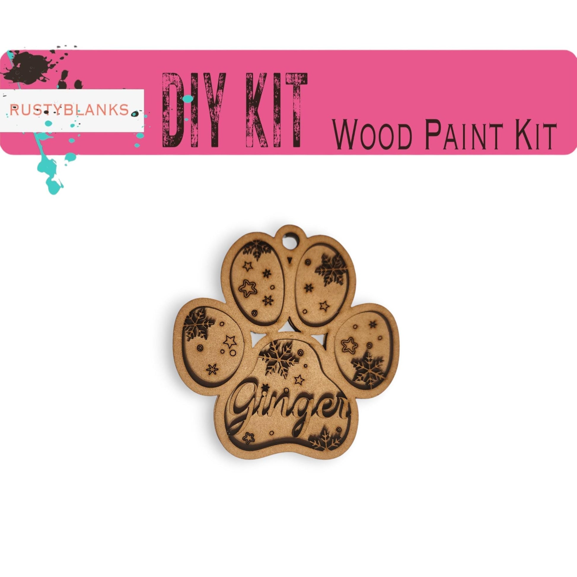 a wooden dog paw print kit with the words diy kit on it